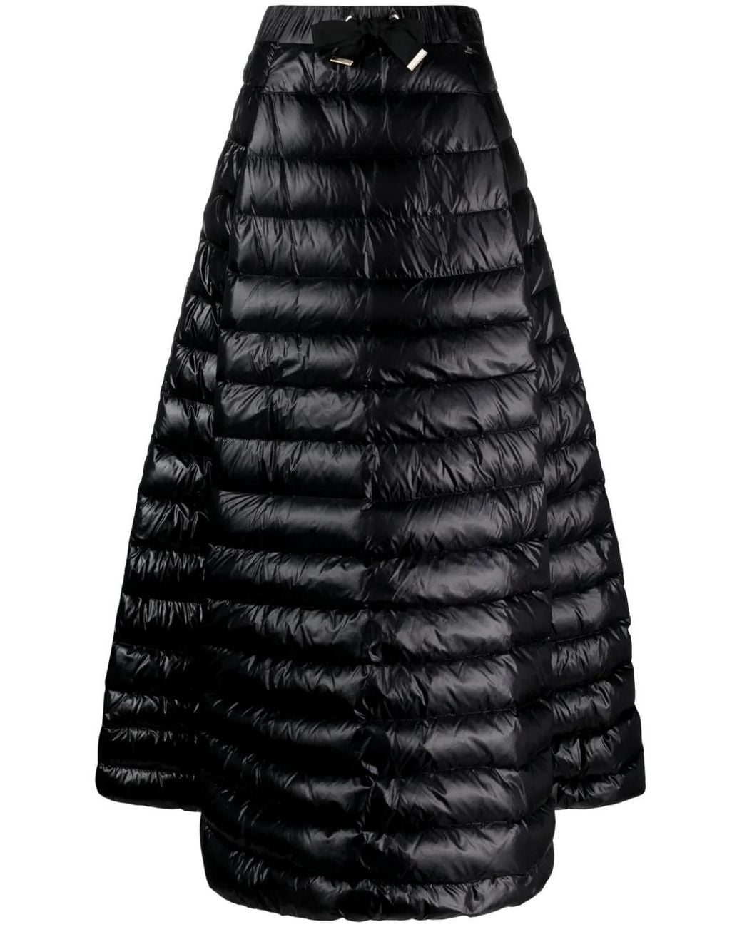 Herno Black Quilted Drawstring Maxi Skirt