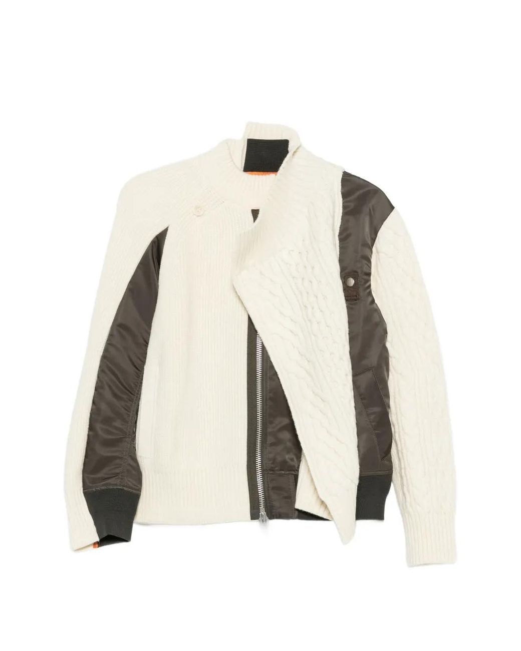 Sacai Natural Hybrid Cable-Knit Jacket