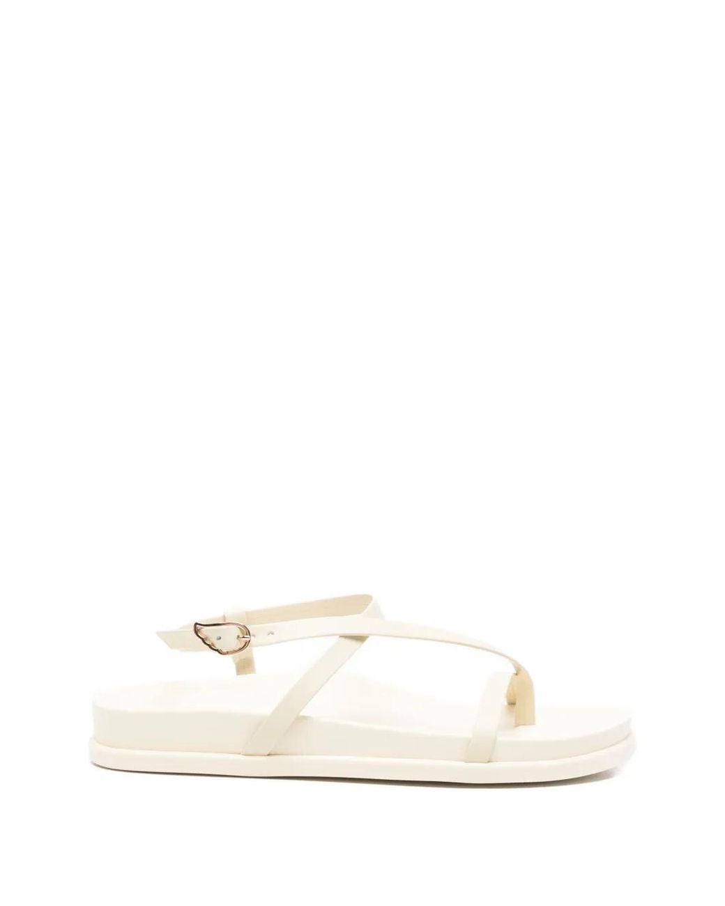 Ancient Greek Sandals White "Aimilia" Flat Sandals