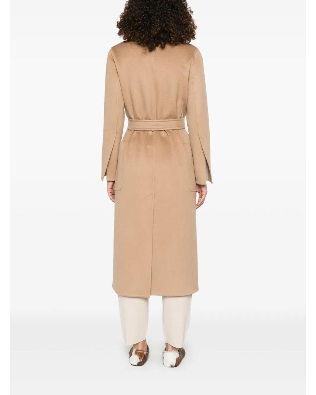 Max Mara Jassen ,Bruin Mantel Met Riem En Zakken in het Natural