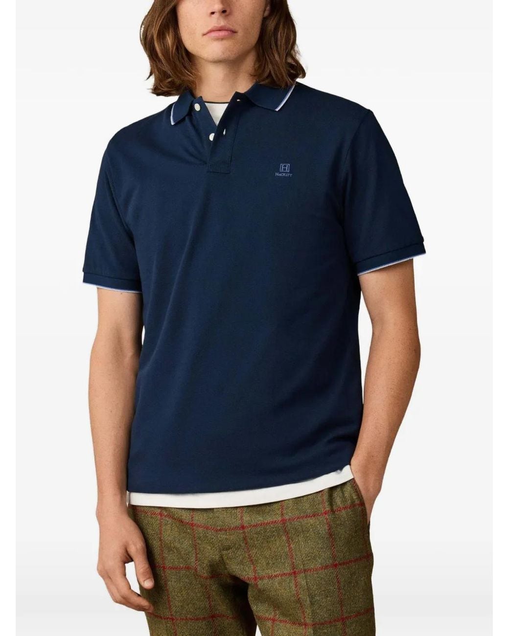 Hackett Blue Logo-Embroidered Polo Shirt for men