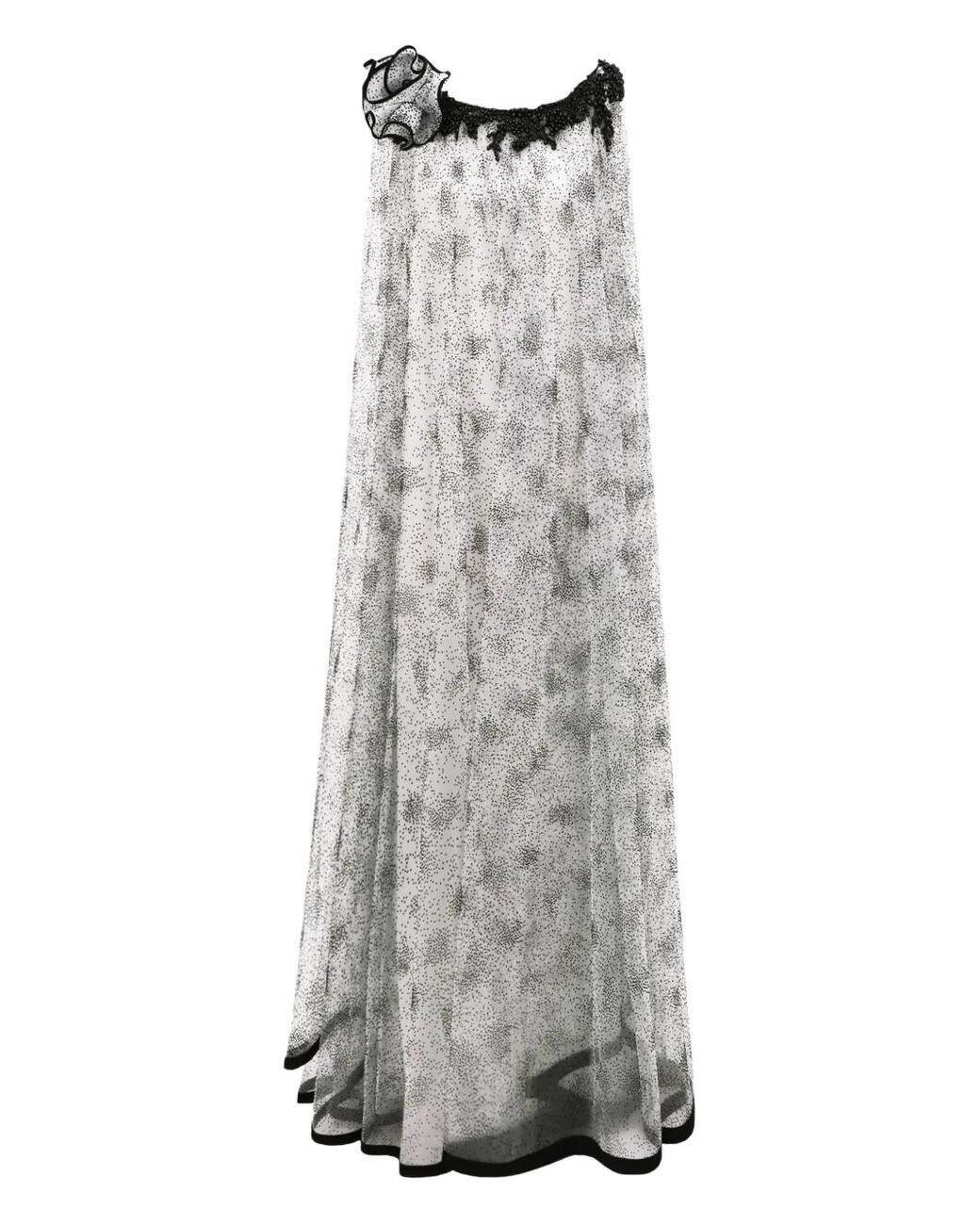 Gemy Maalouf Gray Floral-Appliqué Gown
