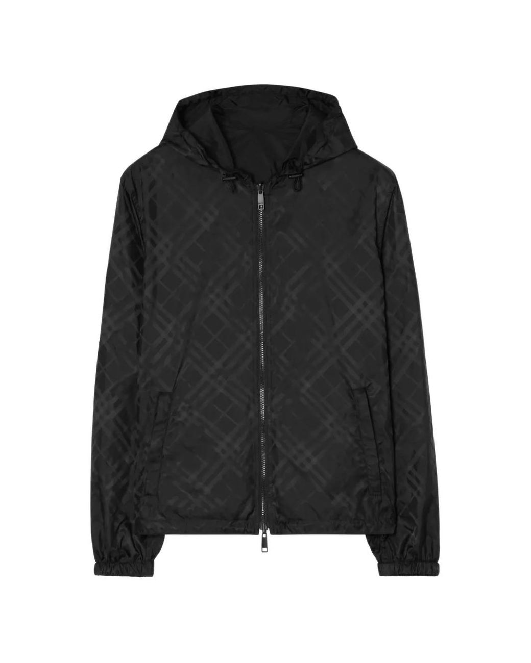 Burberry Black Reversible Check Newport Hooded Jacket for men