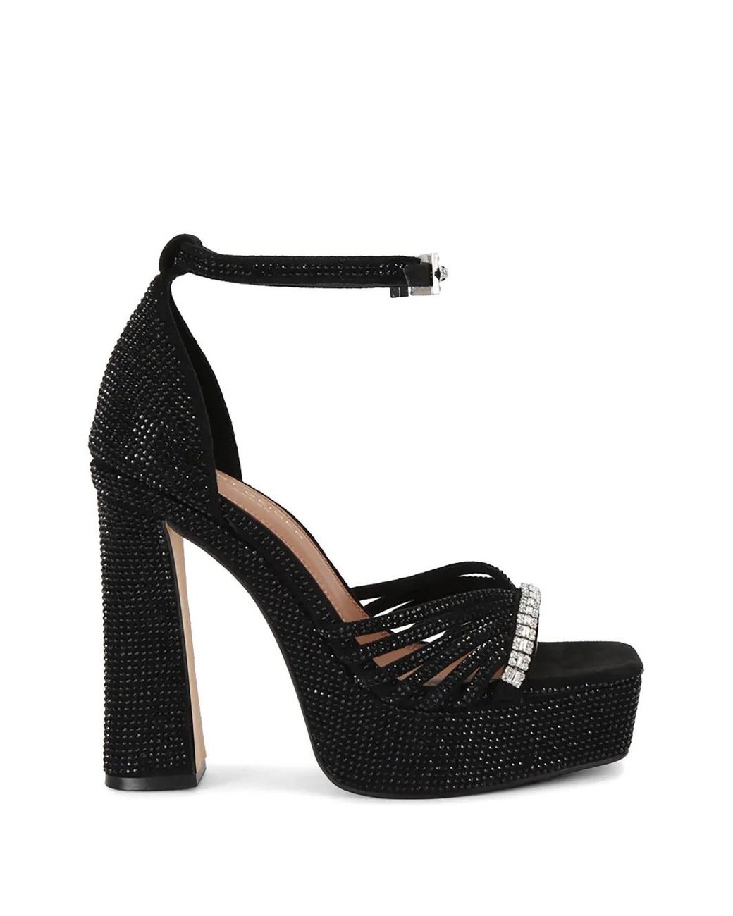 Kurt Geiger Black Crystal-Embellished Platform Sandals
