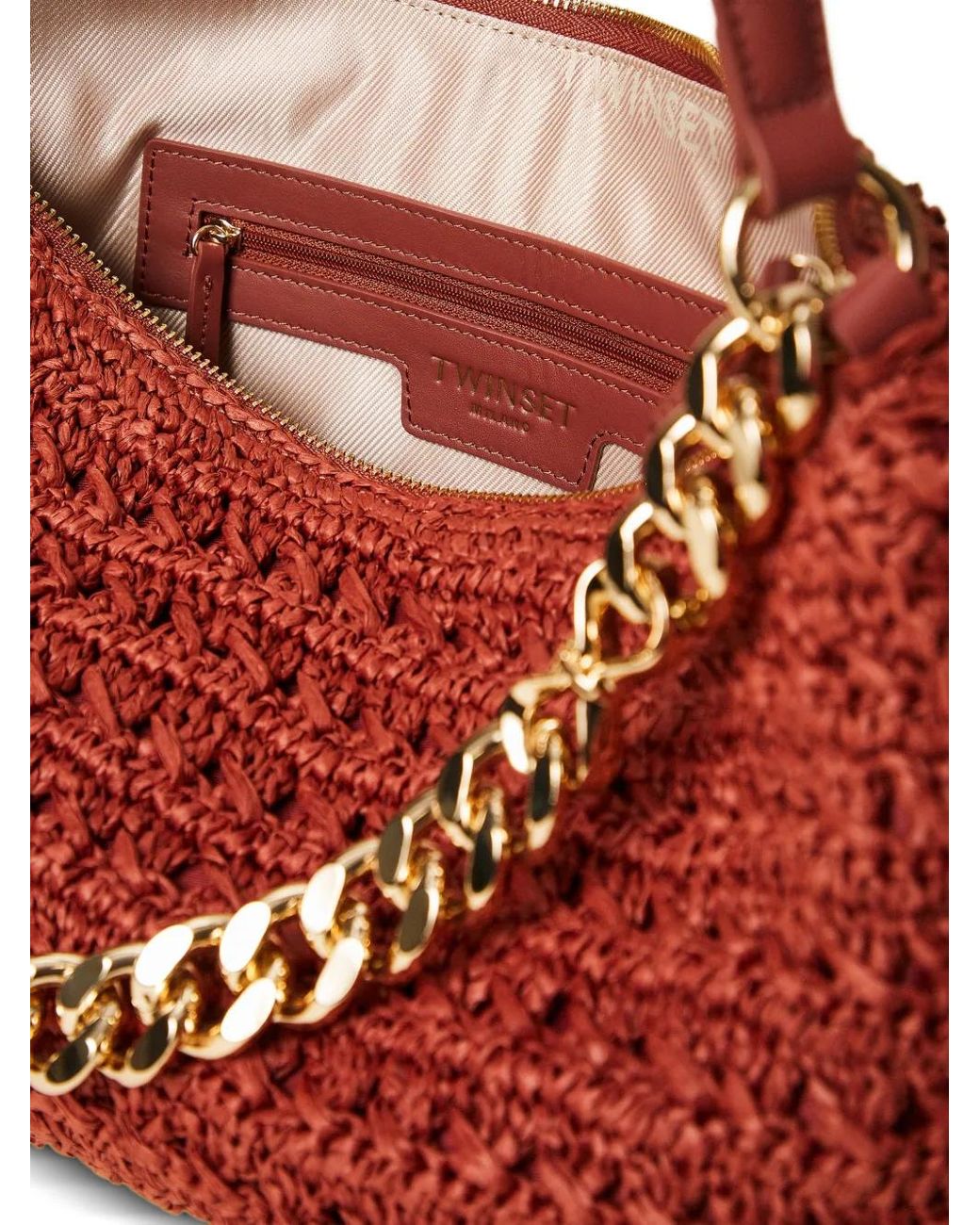 Twinset Red Woven Chain Shoulder Bag