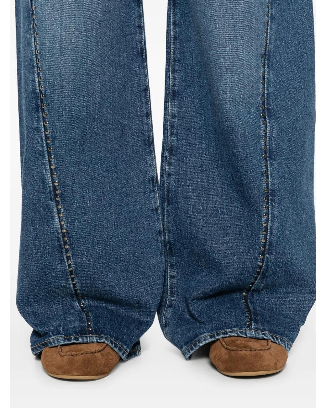 7 For All Mankind Blue Studded-Seam Denim Jeans