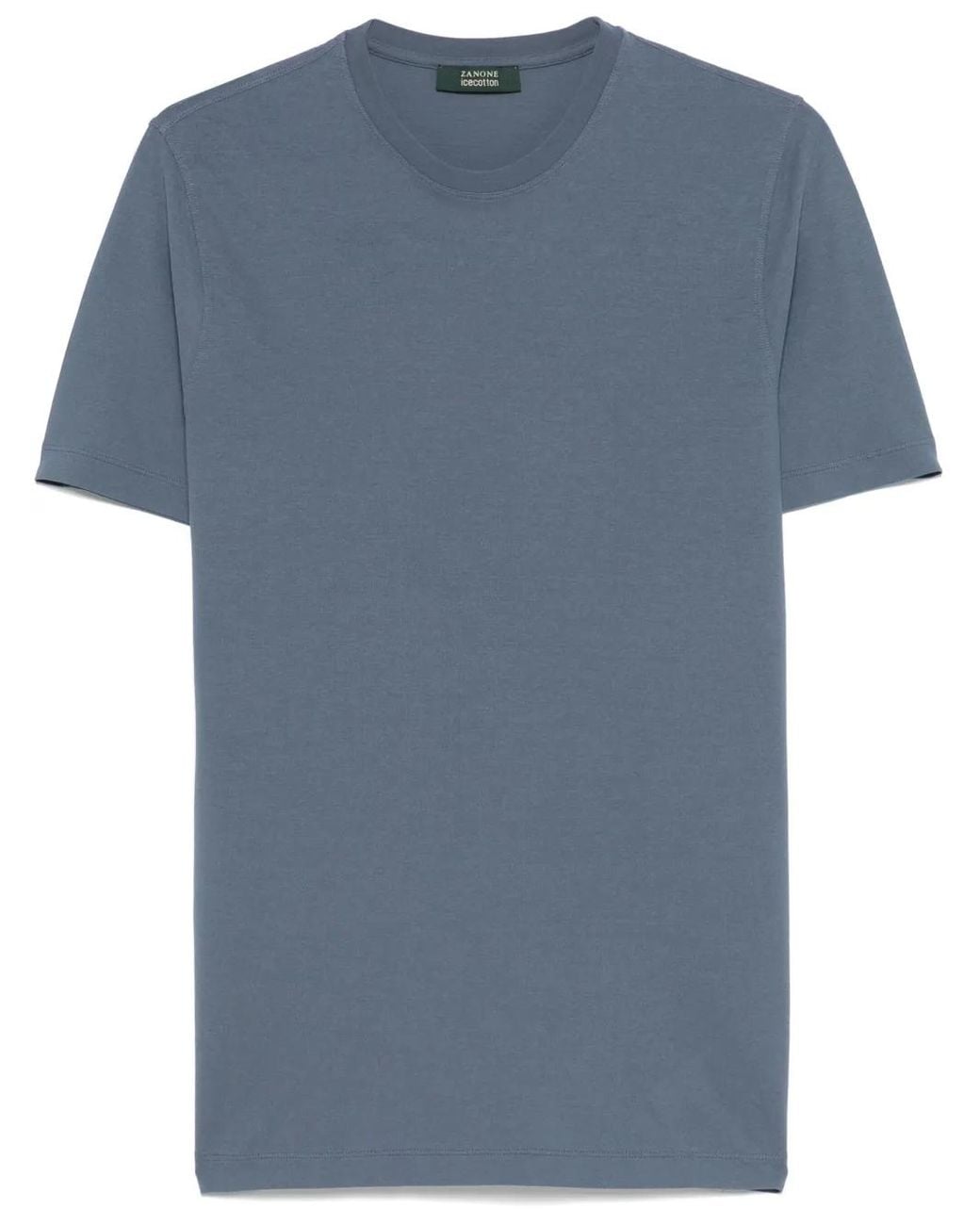 Zanone Blue Organic-Cotton T-Shirt for men