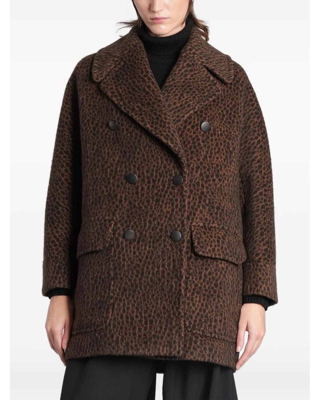 Tagliatore Brown Lilian Animalier Double-Breasted Coat