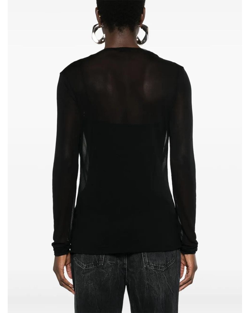 Givenchy Black V-Neck Mesh Top
