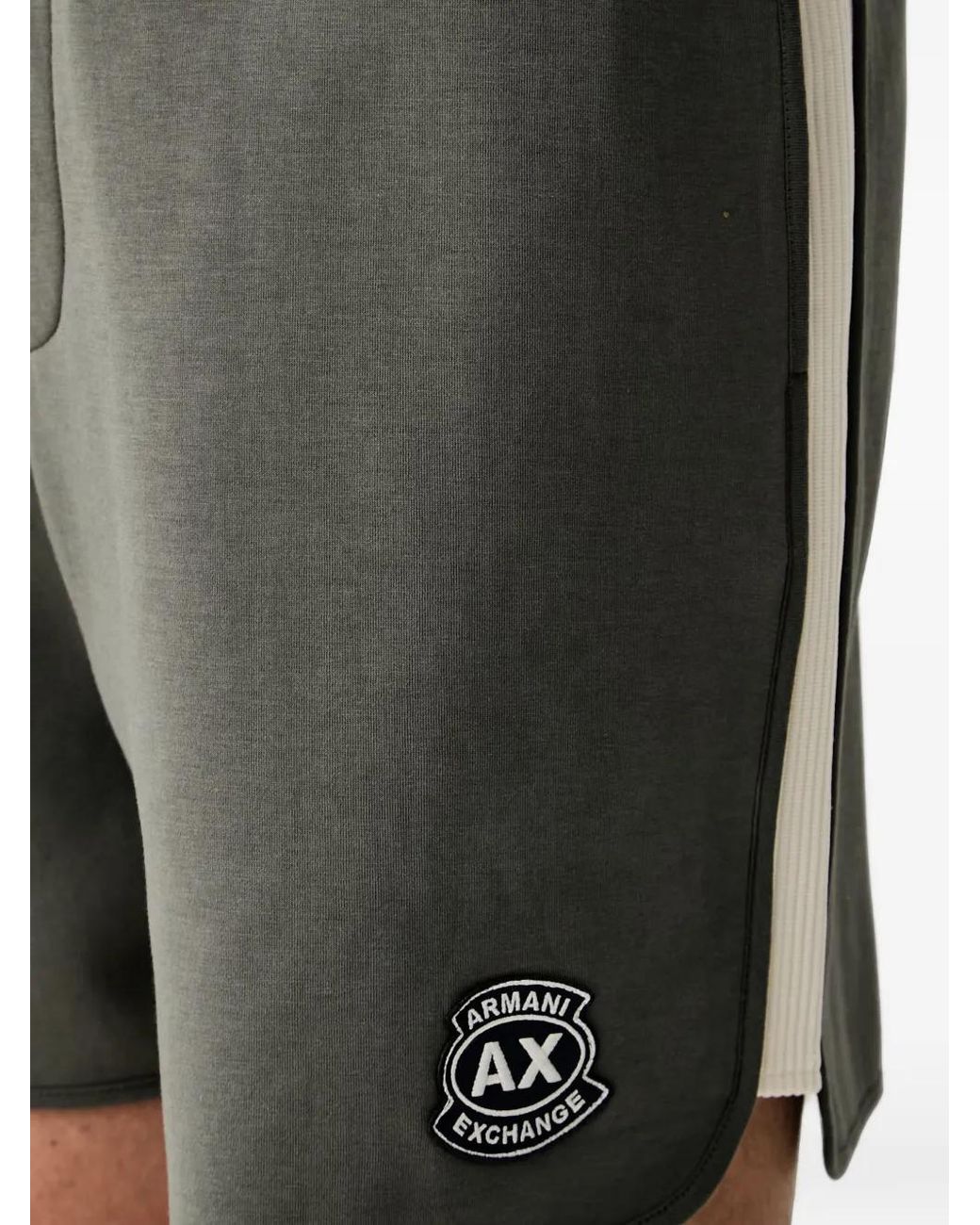 ARMANI EXCHANGE Black Side-Stripe Logo-Patch Shorts for men