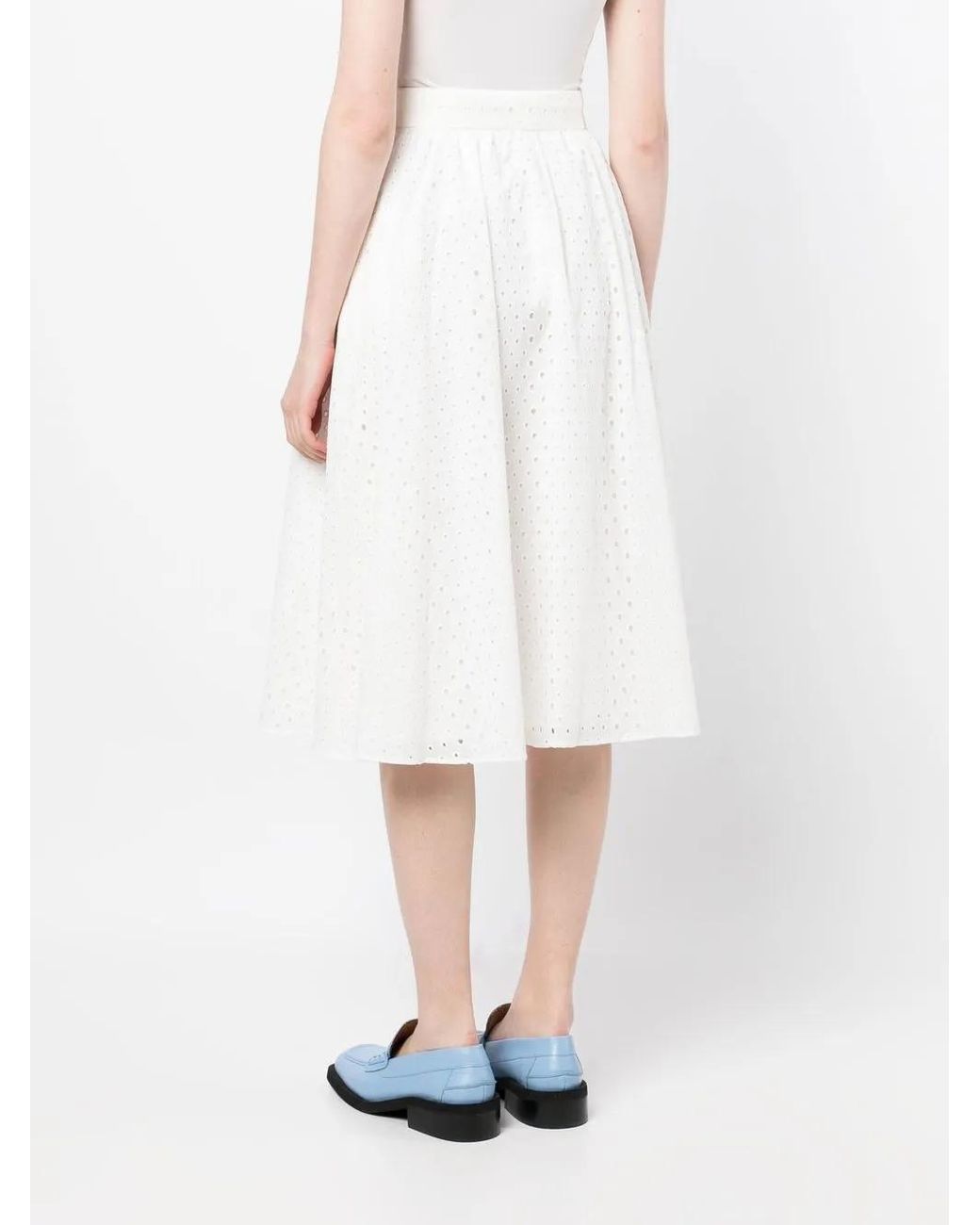 KENZO White Flared Perforated Skirt