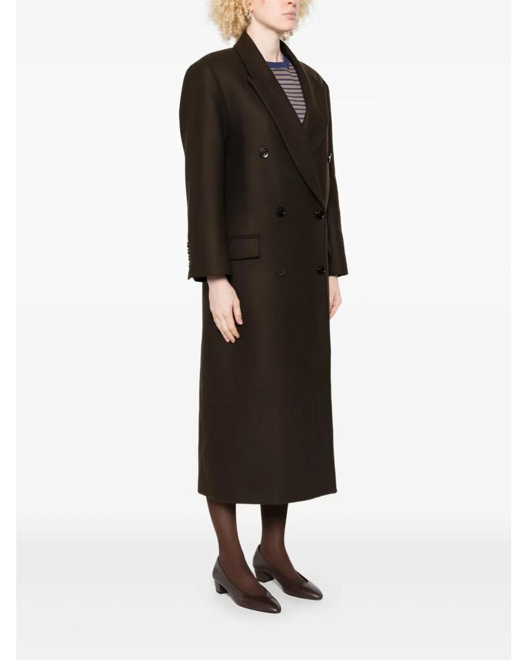 Sandro Black Buttoned Double-Breasted Coat