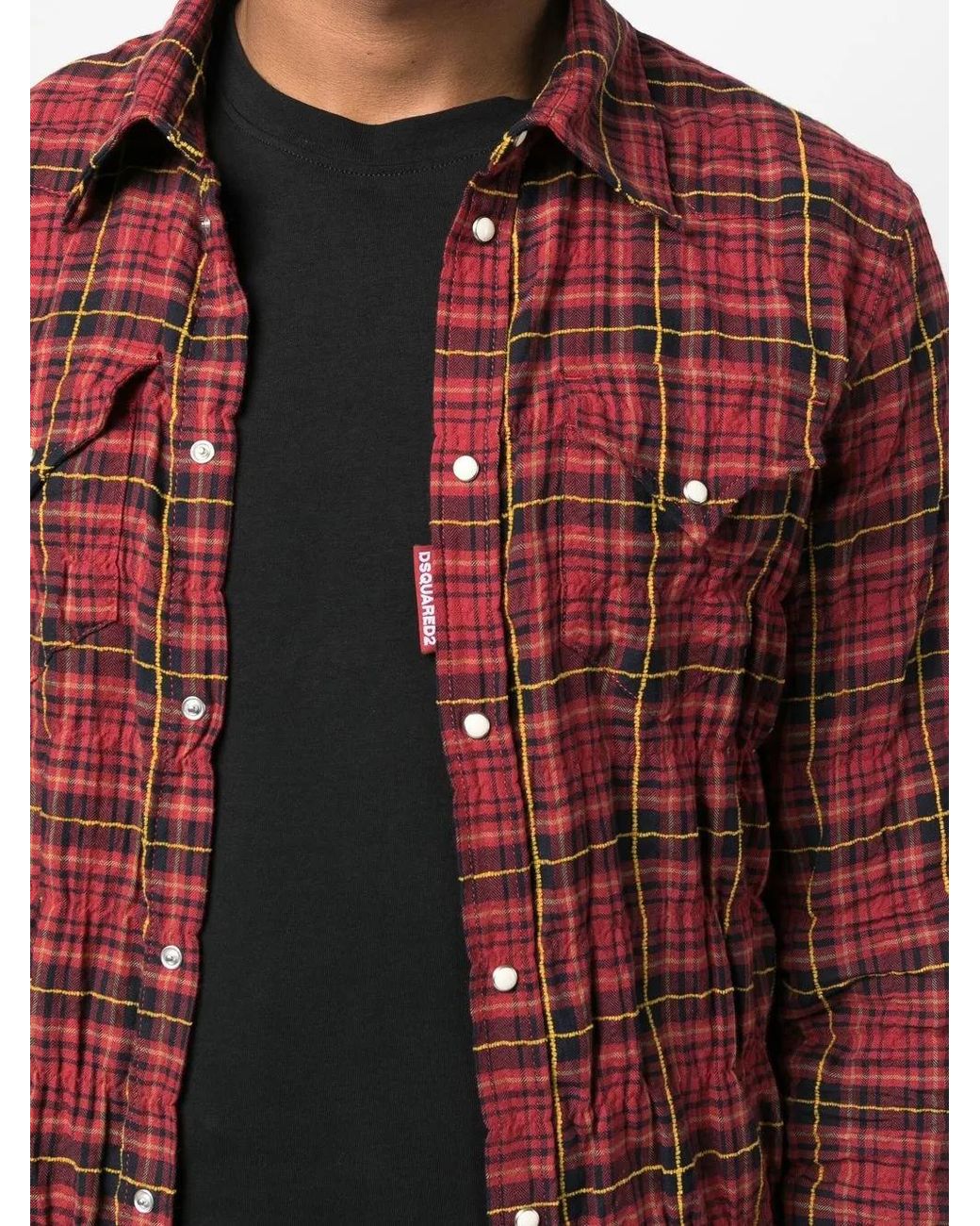 DSquared² Red Checked Cotton-Blend Shirt for men