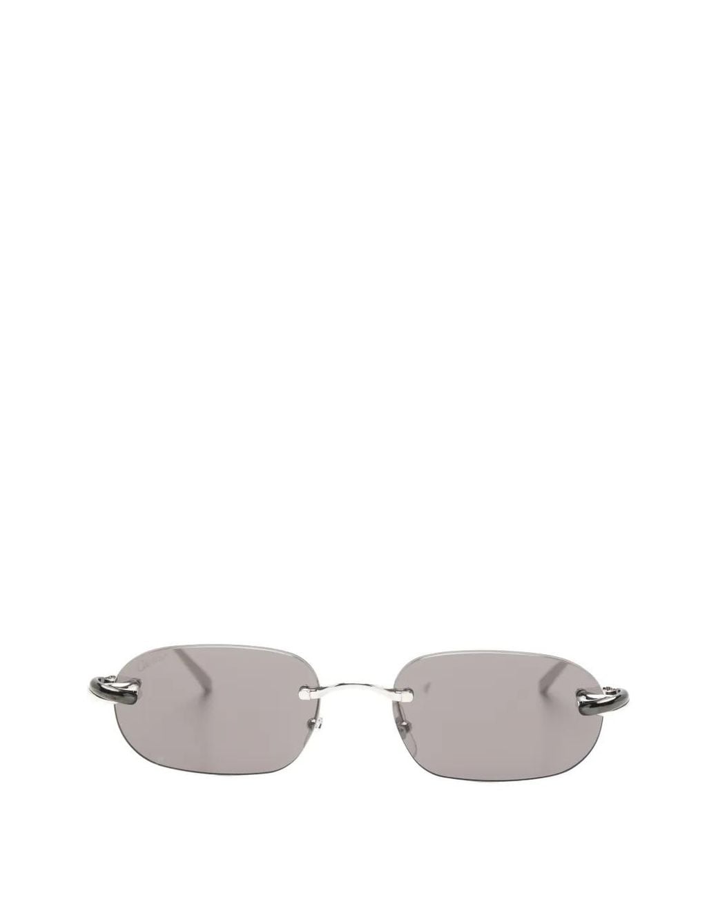 Cartier White Rimless Rectangle-Frame Sunglasses