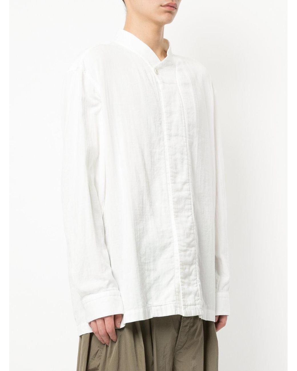 Issey Miyake Mandarin Collar Shirt in White for Men | Lyst