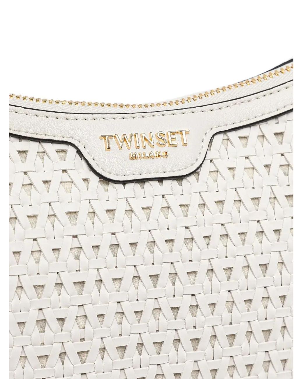Twinset White Woven Top-Handle Tote Bag