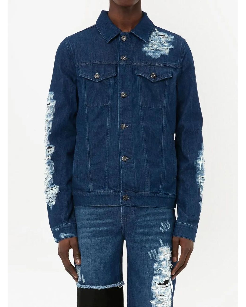 J.W. Anderson Blue Distressed -Effect Denim Jacket for men