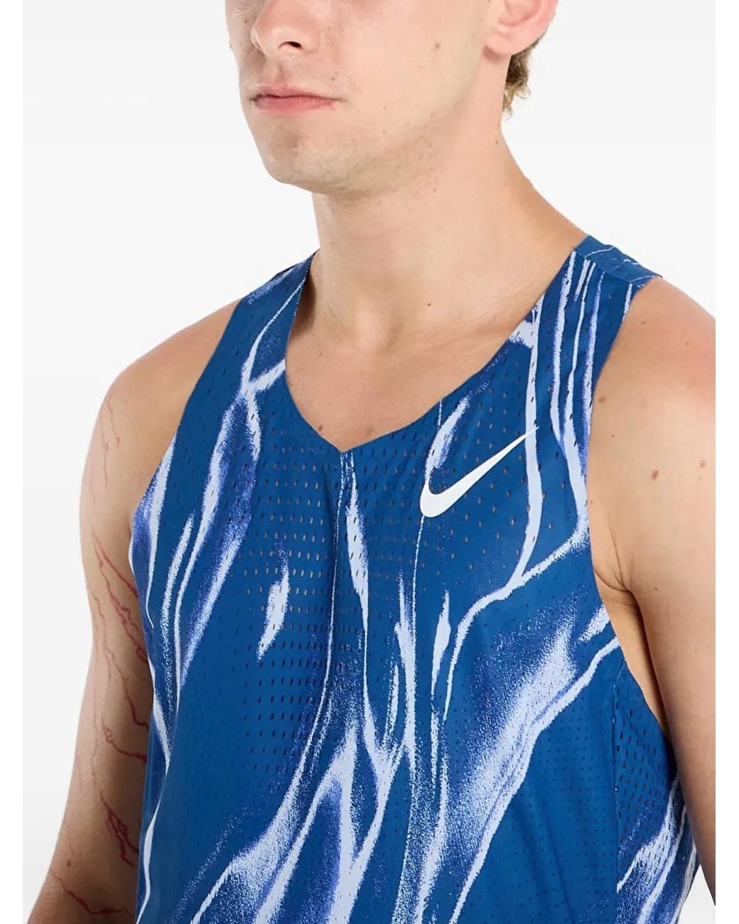 Nike Blue Marble-Print Tank Top for men