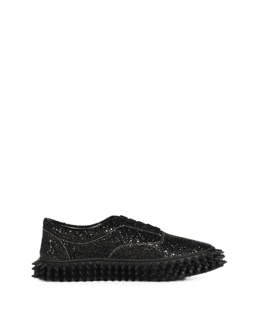 Doublet Black Glitter-Detail Spiked-Sole Sneakers for men