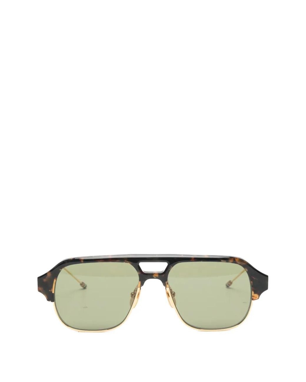 Thom Browne Green Tortoiseshell-Effect Geometric-Frame Sunglasses