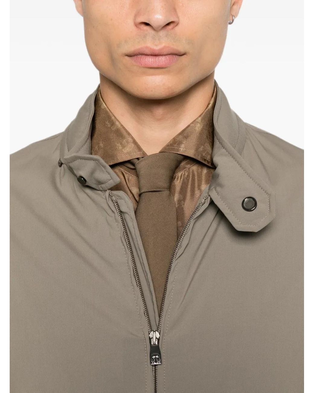 Corneliani Brown Veste Bomber Zippée À Col Montant for men