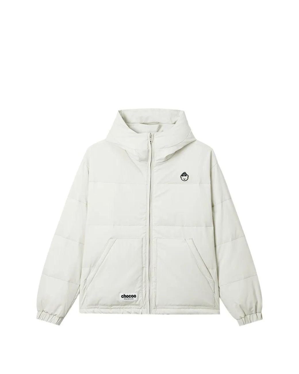 Chocoolate White Hooded Padded Jacket for men