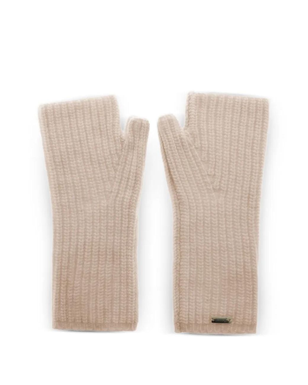Herno White Fingerless Cashmere Gloves
