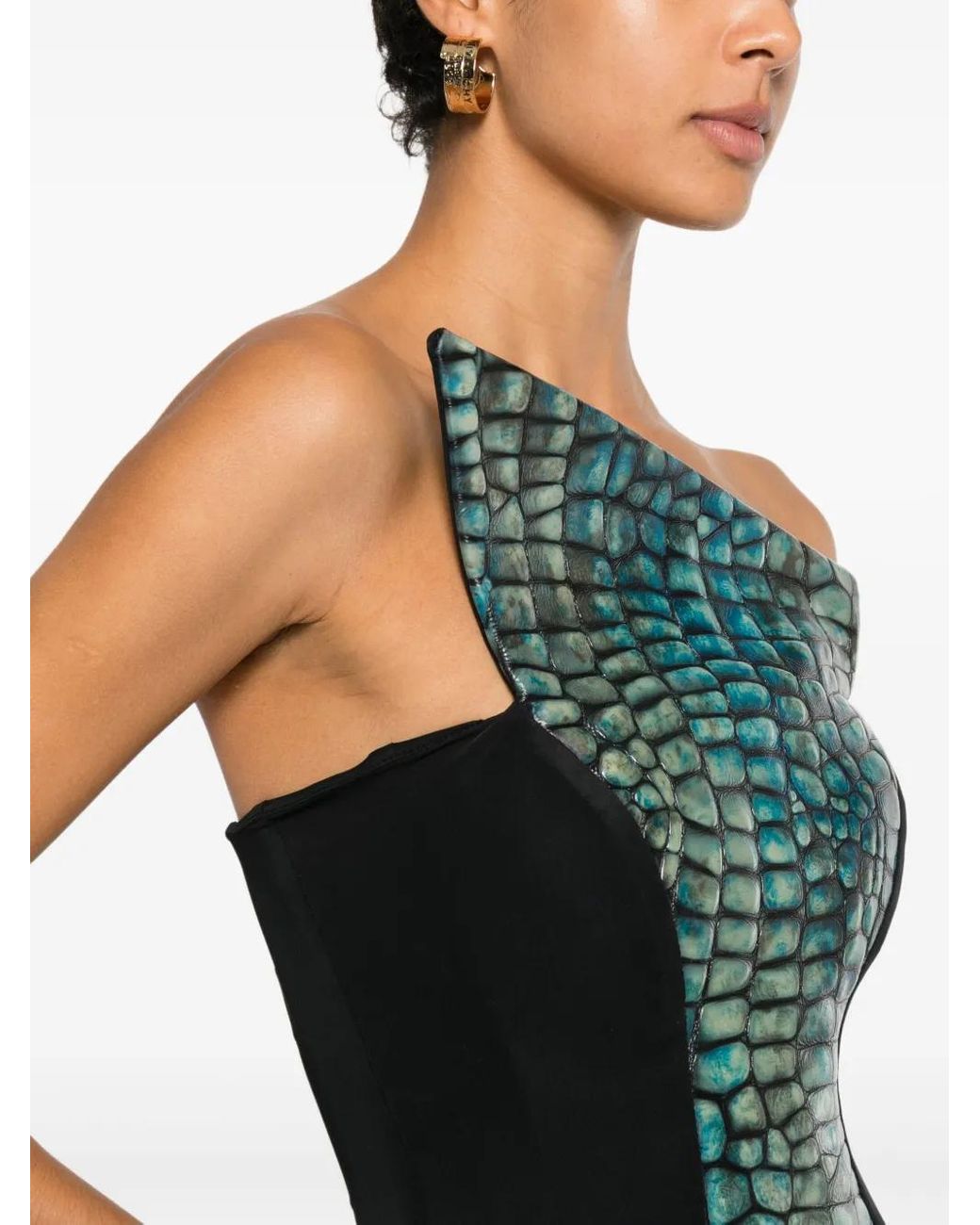 MITILIANE COUTURE Embossed Leather Dress in Green | Lyst UK
