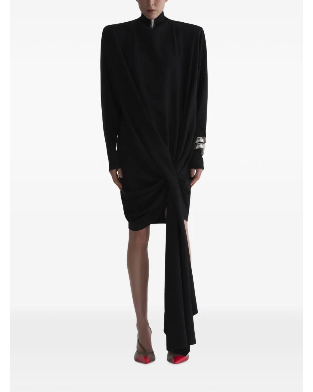 Mugler Cascade Boxy Jurk in het Black