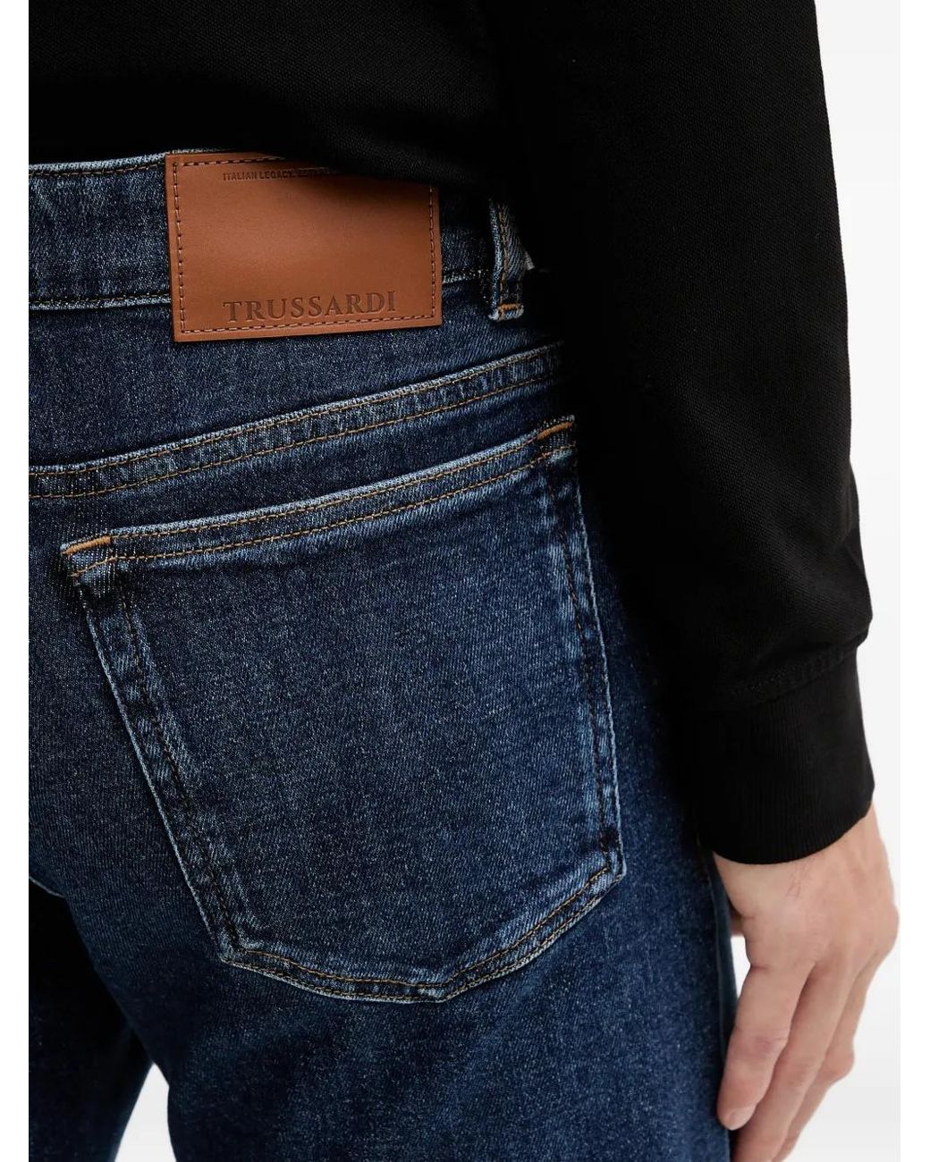 Trussardi Blue Close Belt Straight-Leg Jeans for men