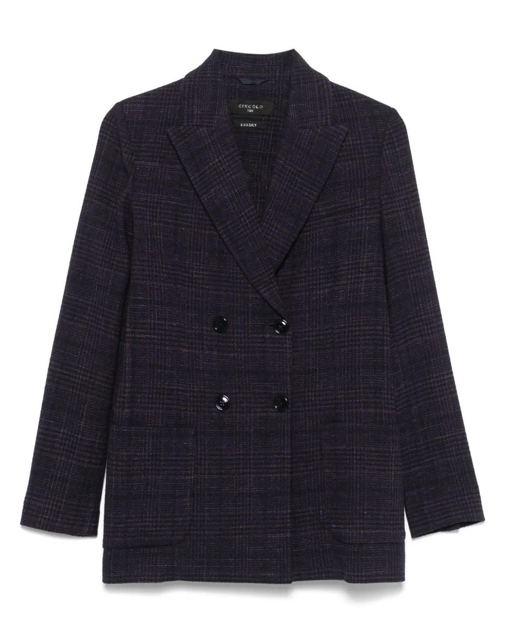 Circolo 1901 Blue Check Double-Breasted Blazer
