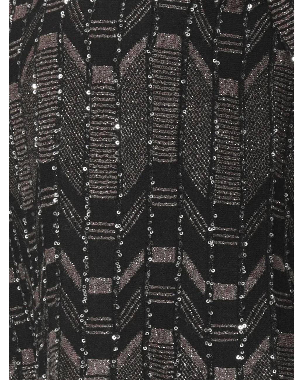 D.exterior Black Sequin-Embellished Geometric-Pattern Sweater