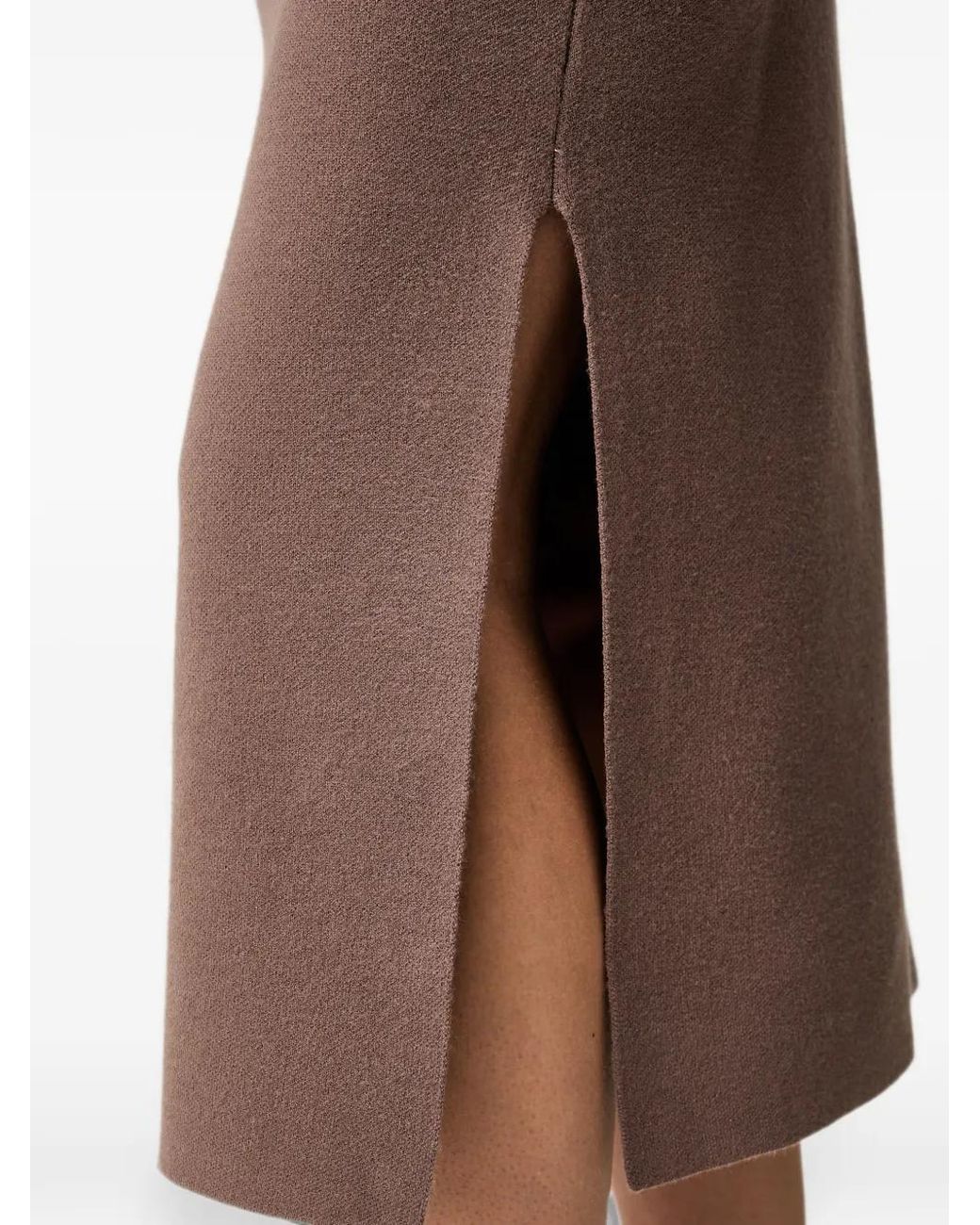 Joseph Ribkoff Brown Side-Slit Straight Midi Skirt