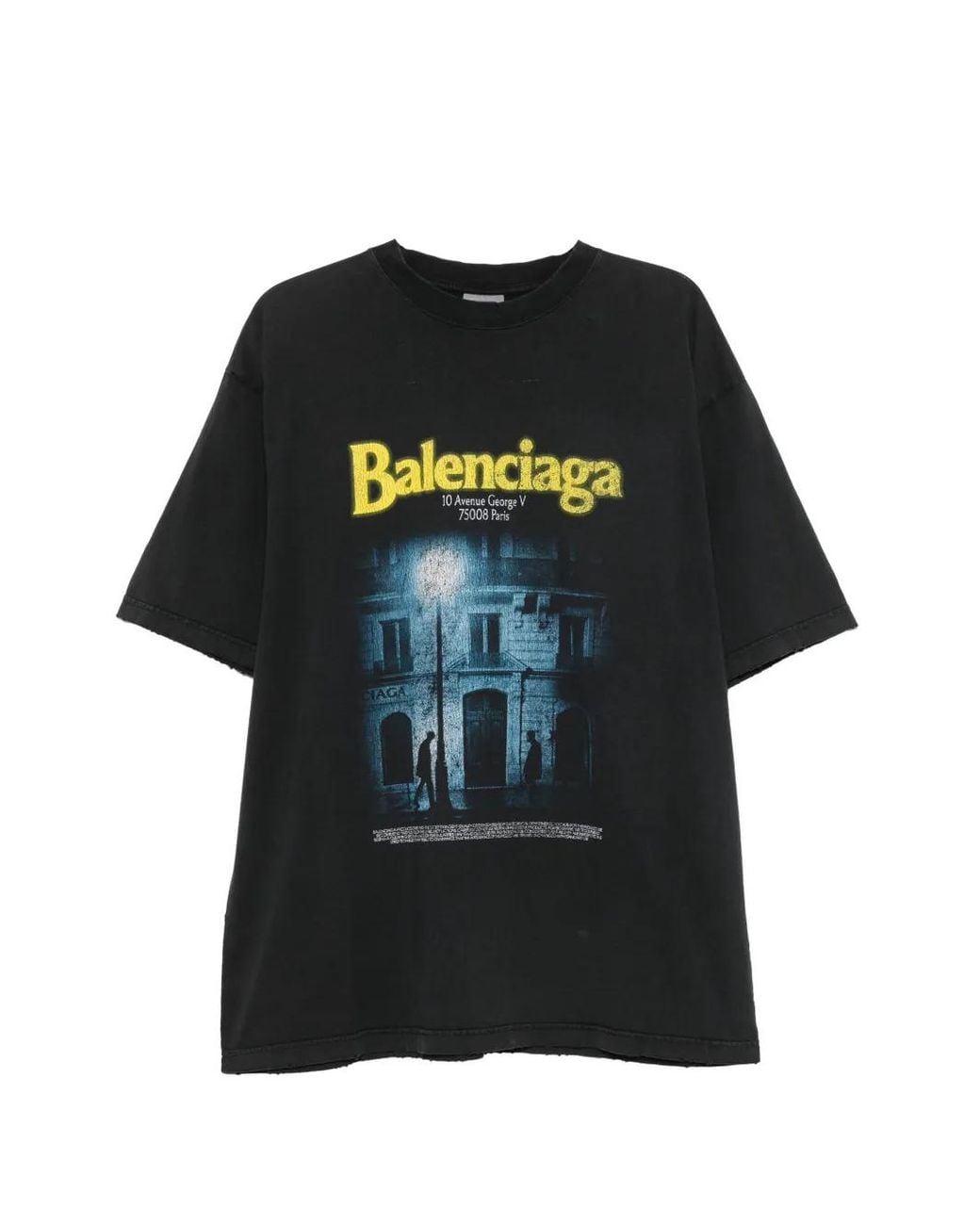 Balenciaga Black Printed T-Shirt for men