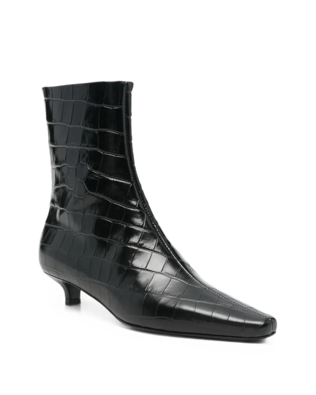 Totême Black Croc-Effect Pointed-Toe Boots