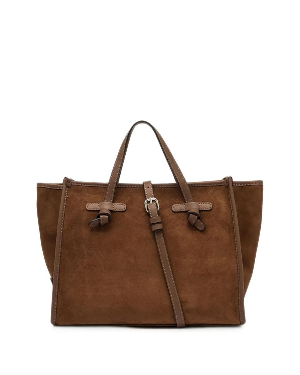 Gianni Chiarini Brown Medium Miss Marcella Knotted Suede Tote Bag