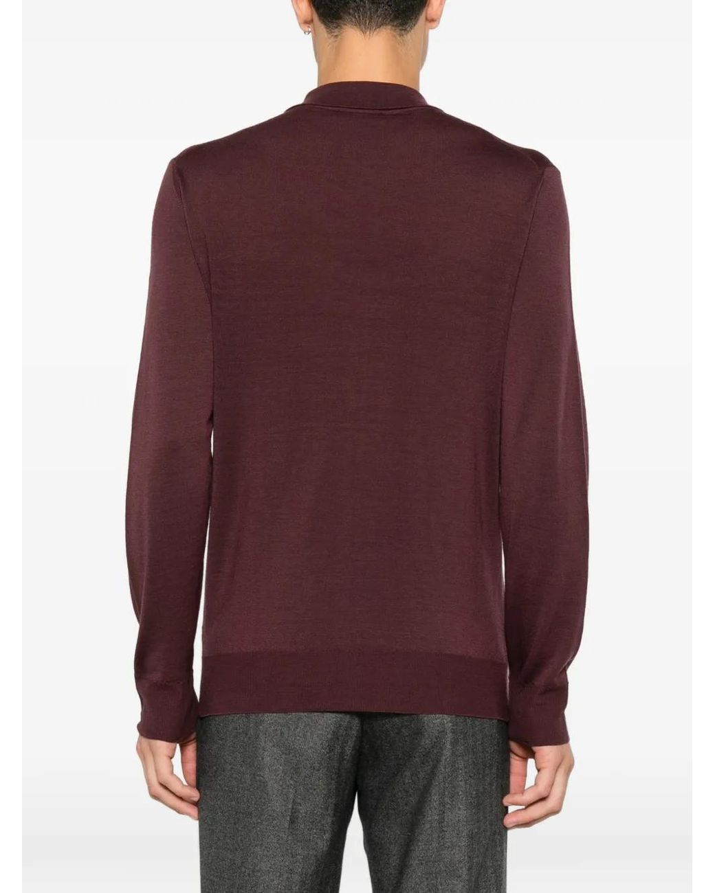 Canali Purple Wool Polo Shirt for men