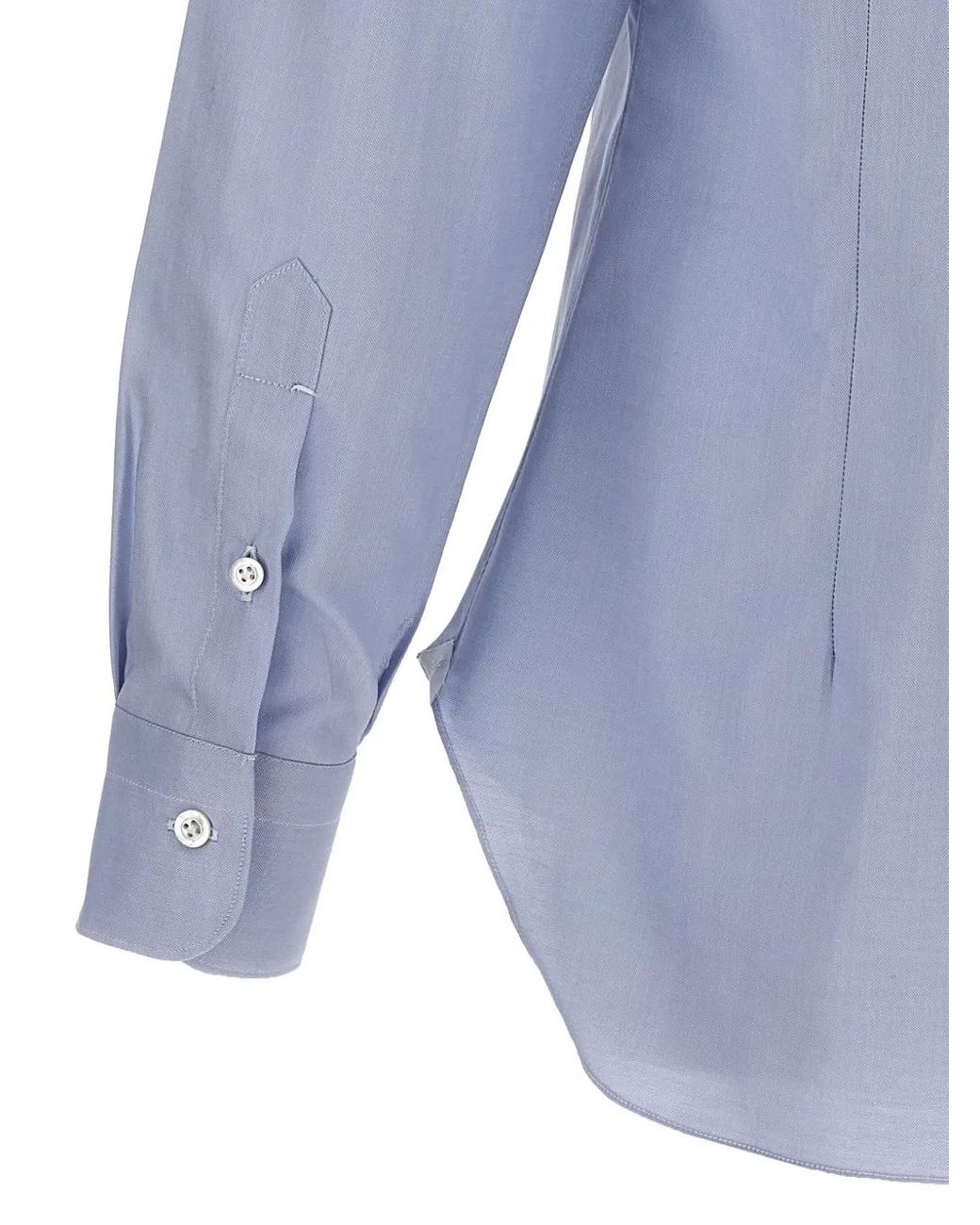 Barba Napoli Blue Button-Cuffed Poplin Shirt for men