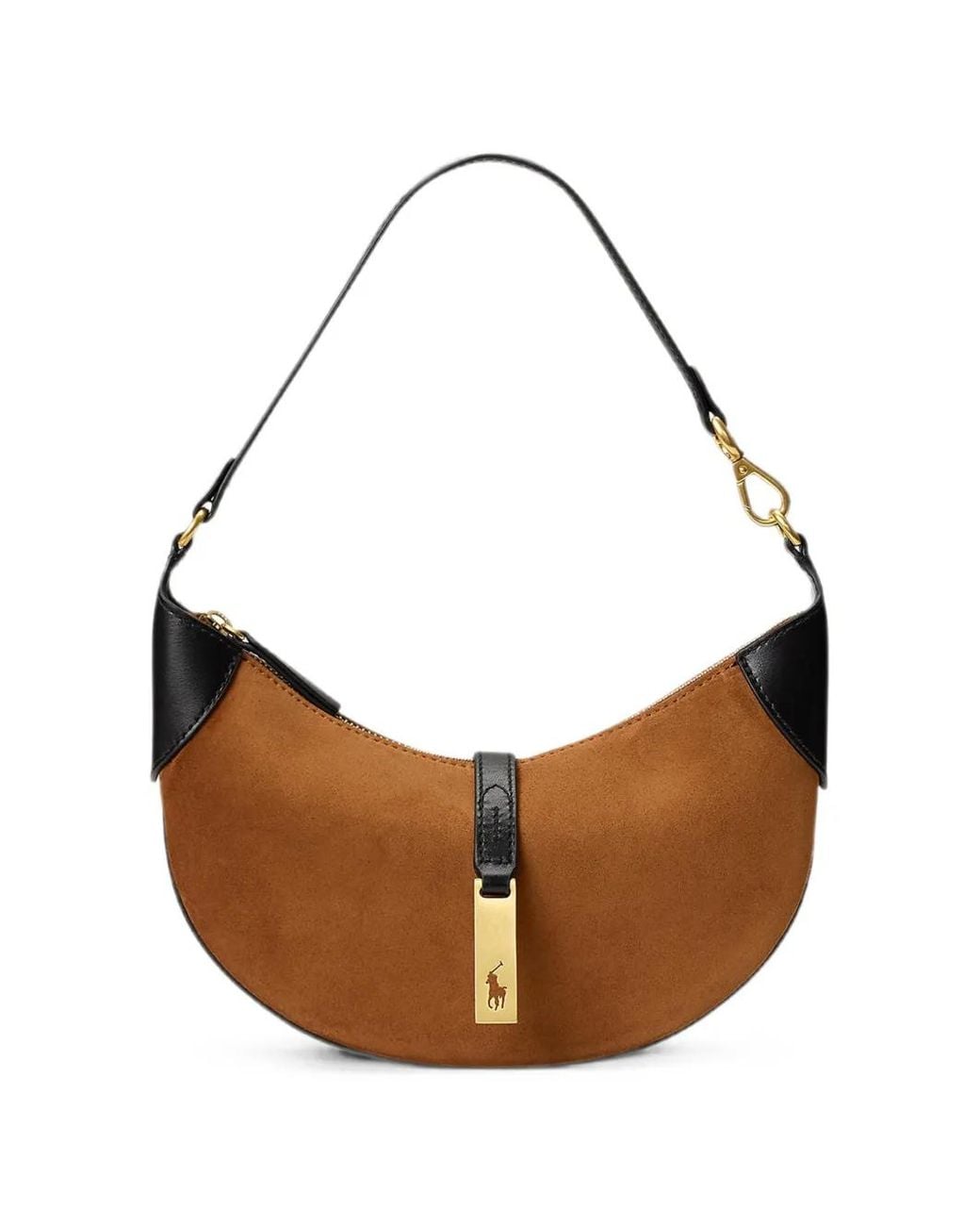 Polo Ralph Lauren Brown Mini Polo Id Suede Shoulder Bag