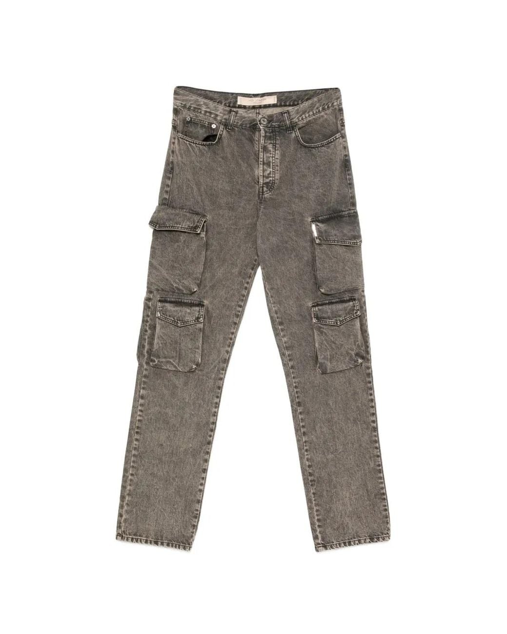 Yes London Gray Cargo Pants for men