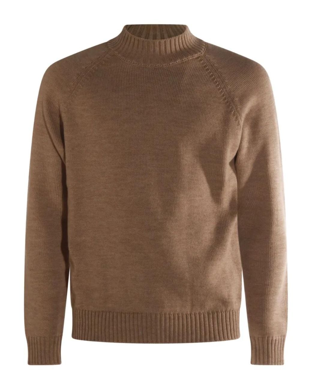 Zanone Brown High-Neck Raglan-Sleeve Sweater for men