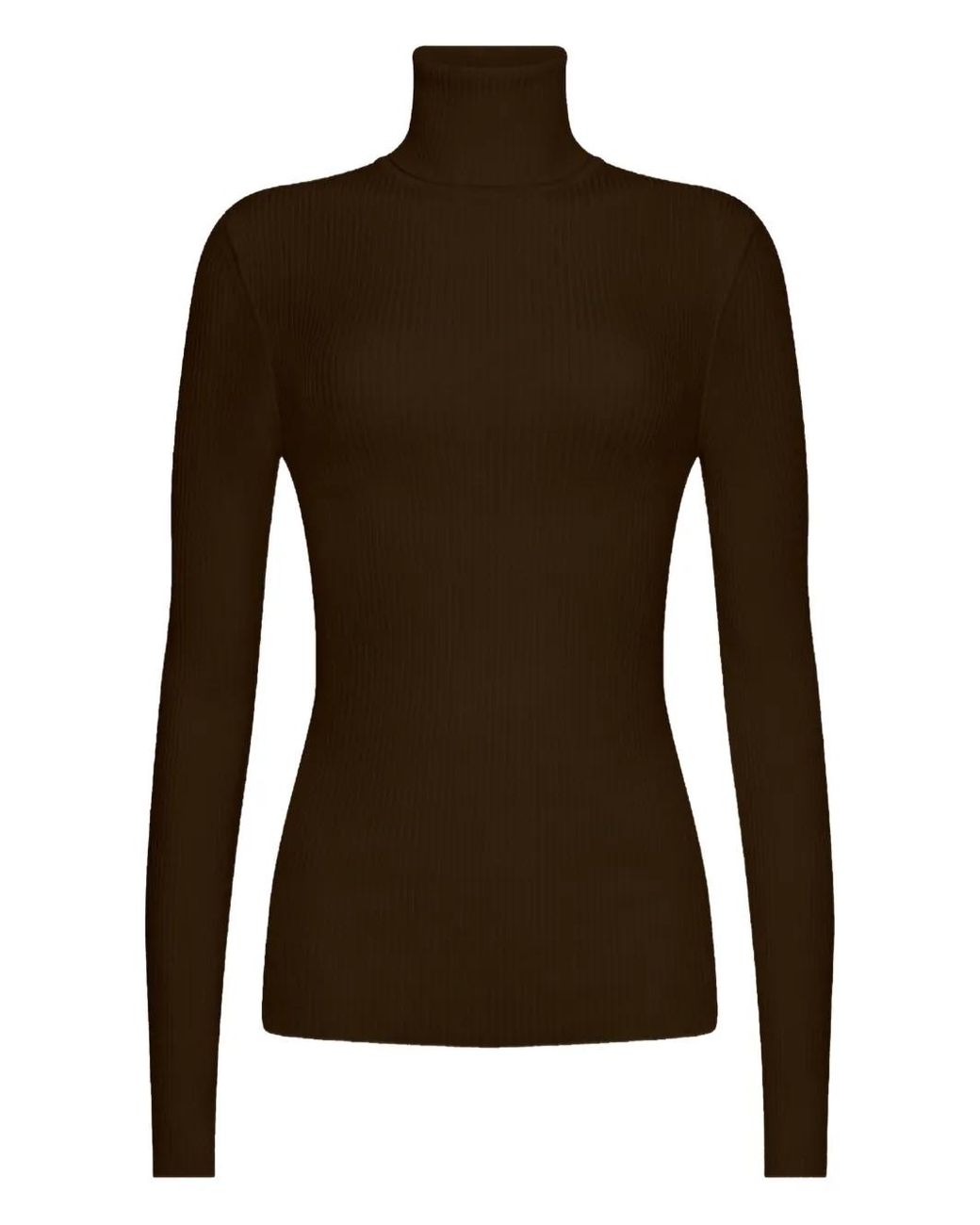 Wolford Brown Fine-Rib Turtleneck Top