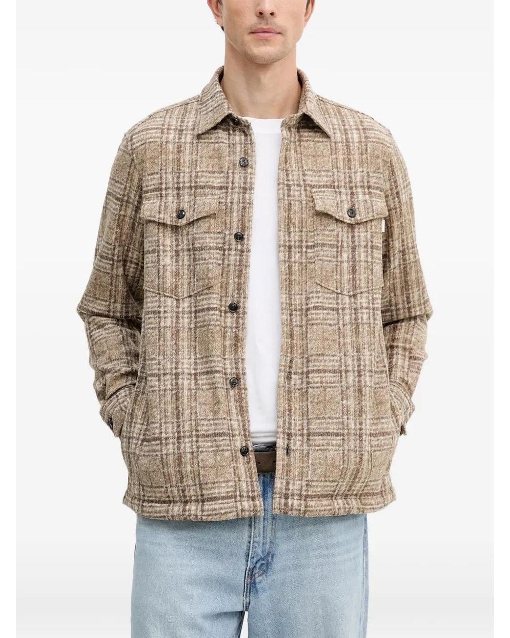 Joop! Natural Button-Up Check-Pattern Shirt Jacket for men