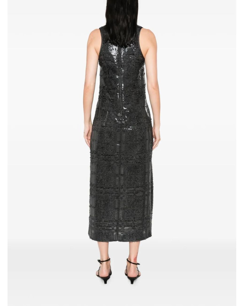 Peserico Black Robe Mi-Longue À Ornements De Sequins