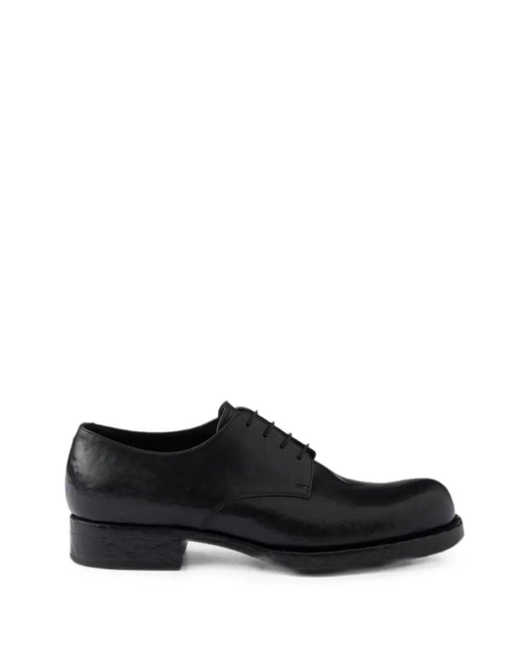 Prada Black Leather Lace-Up Shoes for men