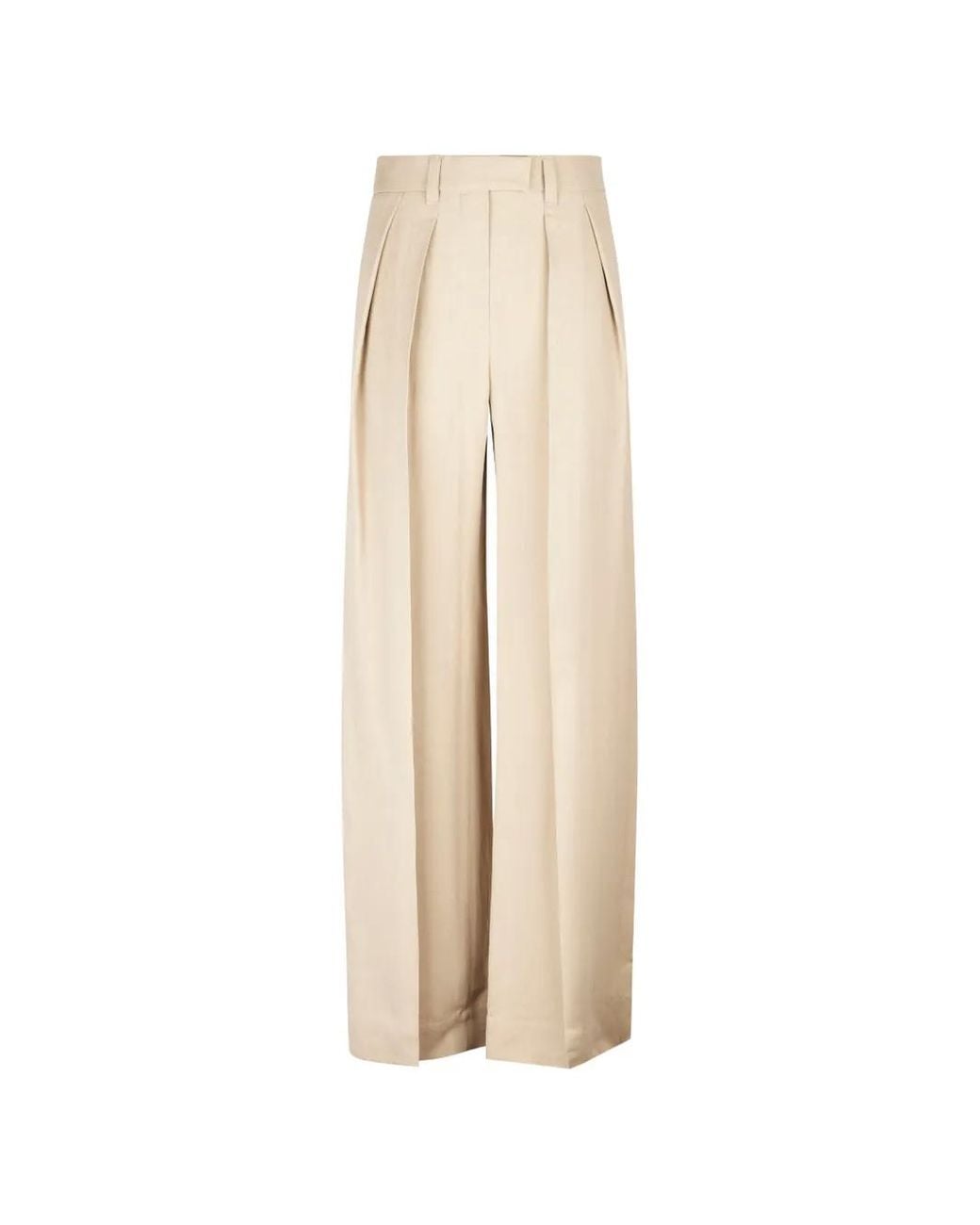 Brunello Cucinelli Natural Linen Fluid Twill Sartorial Wide Trousers
