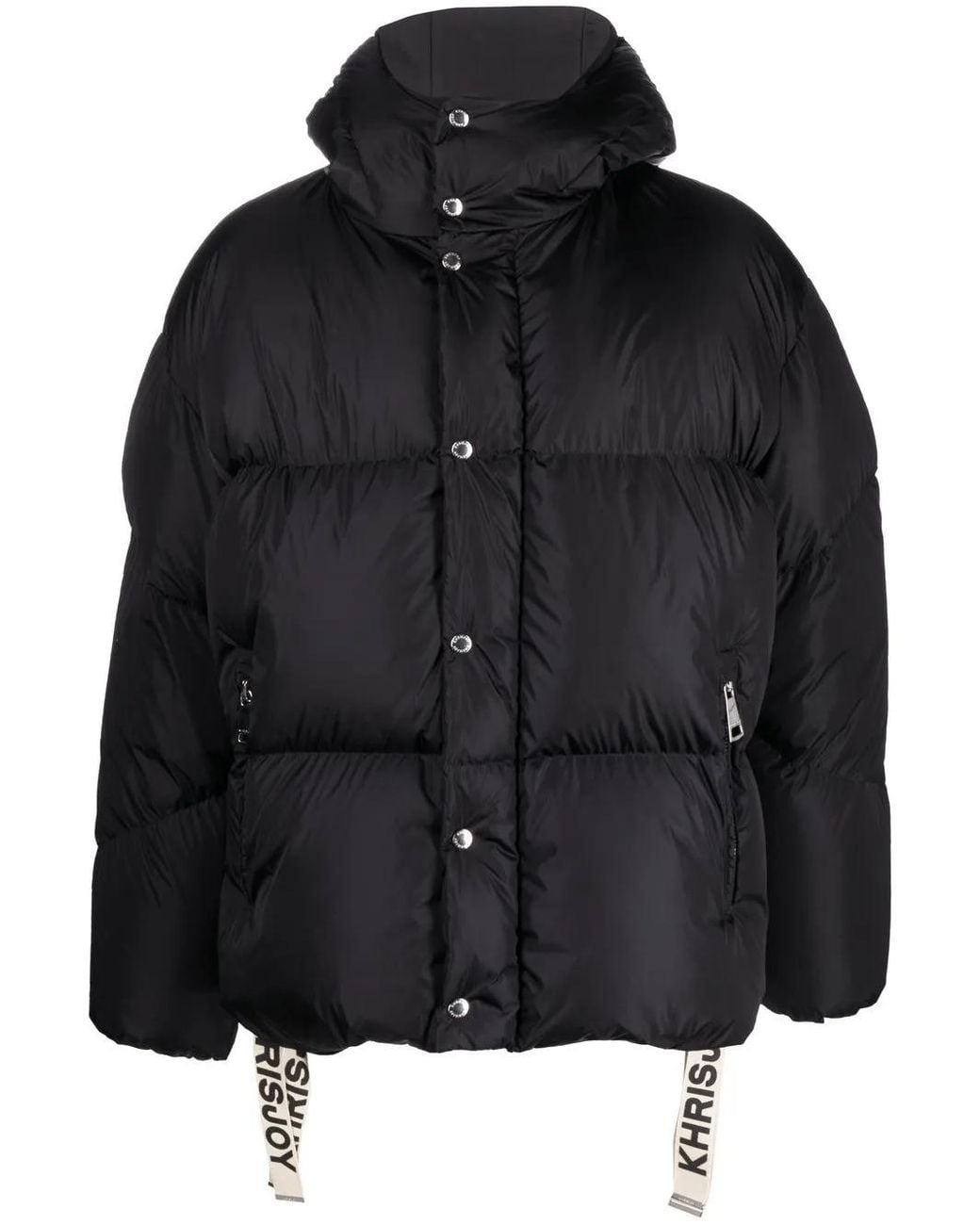 Khrisjoy Black Padded-Design Hooded Jacket for men