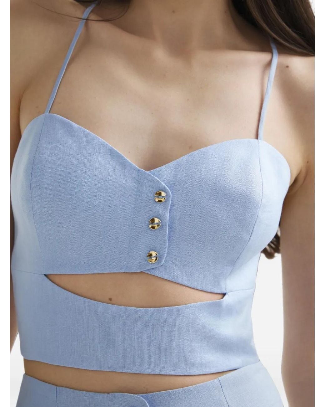 Mia Peculiar Blue Sweetheart-Neck Top