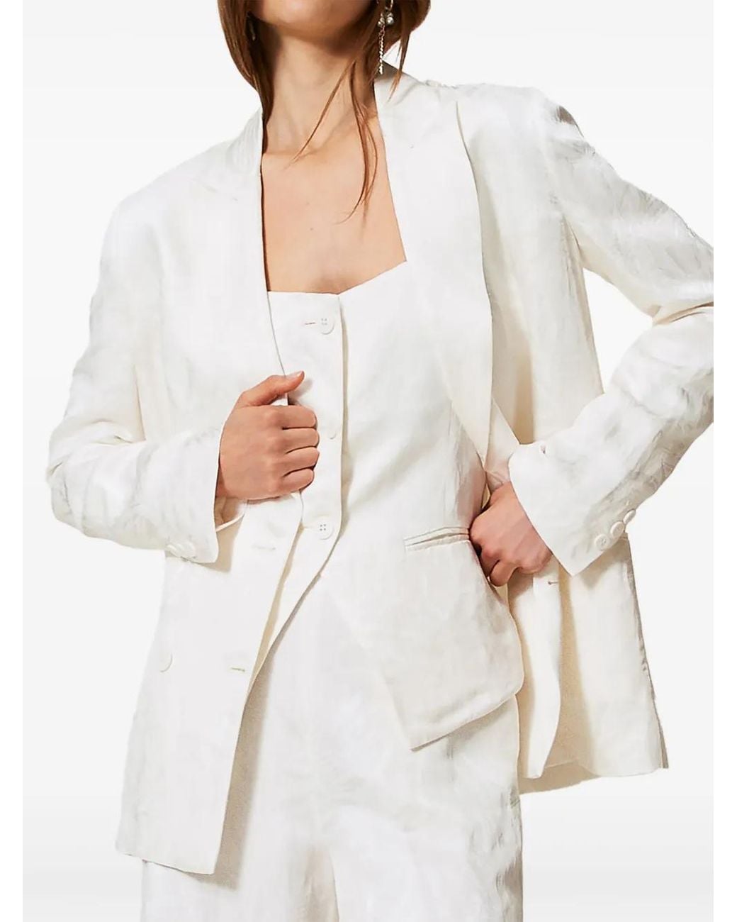 Twinset Geweven Blazer in het White