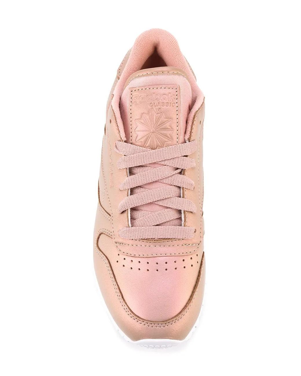 Reebok Pink Classic Leather Pearlized Sneakers